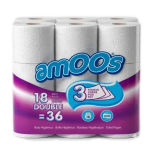produto sustentável papel higiénico doméstico 3 folhas 18 rolos Amoos da Copopalhinhas