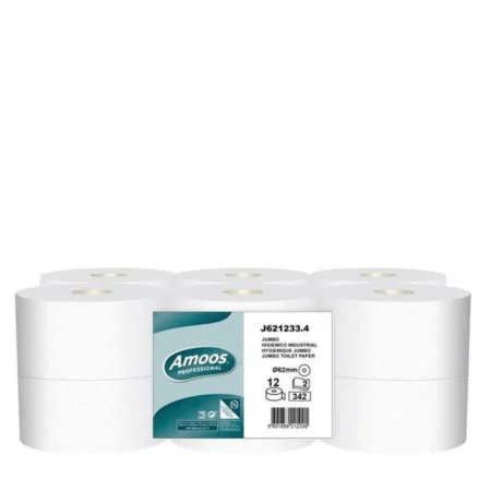 PAPEL HIGIENICO JUMBO PASTA 2 FLS 120 MTS 12 ROLOS AMOOS