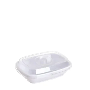 Produto sustentável recipiente retangular em pc 200ml da Copopalhinhas para eventos e restauração