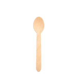 Colher de madeira de 16 cm e guardanapo, embalado individualmente em papel castanho FSC