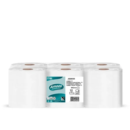Papel higiénico jumbo 2 folhas, 12 rolos, , 100% celulose.