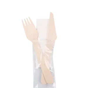 Produto sustentável kit talheres de madeira 16cm da Copopalhinhas para catering e eventos