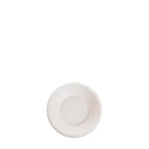 Detalhe da mini tigela bagaço branco Copopalhinhas feita com materiais amigos do ambiente