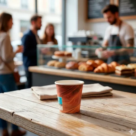 O copo de papel expresso Arizona, com capacidade de 7cl (70ml) e tons de castanho efeito “Arizona”, destaca-se pela sua funcionalidade e pelo cumprimento das normas de contacto com alimentos.