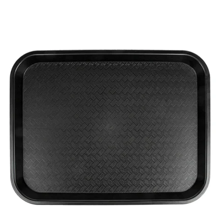 Detalhe do tabuleiro fast food em PP preto Copopalhinhas