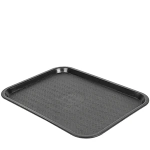 Detalhe do tabuleiro fast food em PP preto Copopalhinhas
