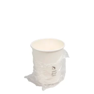Produto sustentável COPO DE PAPEL BRANCO EMBALADO INDIVIDUALMENTE 24CL (240ML) da Copopalhinhas para eventos e restauração