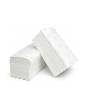A toalha seca mãos tissue 21×22, com 2 folhas e desenhos de estrelas oferece elevada absorção, resistência e suavidade.