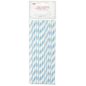 palhinha reta de papel azul com riscas ecológico da Copopalhinhas