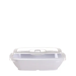 Produto sustentável recipiente retangular em pc 400ml da Copopalhinhas para eventos e restauração