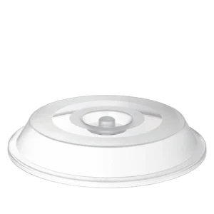 Detalhe do prato em PC branco com tampa transparente 23cm Copopalhinhas feito com materiais amigos do ambiente