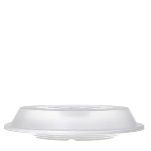 Produto sustentável prato em PC branco com tampa transparente 23cm da Copopalhinhas para takeaway e restauração