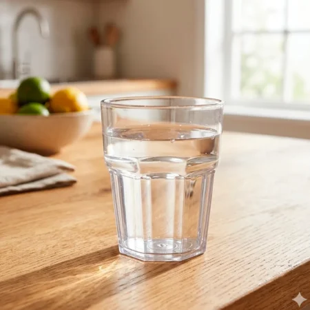 Copo Casablanca em PC 25cl (250ml) em policarbonato resistente, reutilizável e seguro. Ideal para restauração, eventos e uso profissional intensivo.