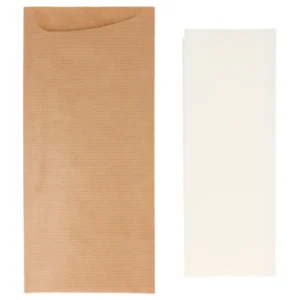 Detalhe da saqueta kraft Copopalhinhas feita com materiais biodegradáveis e compostáveis