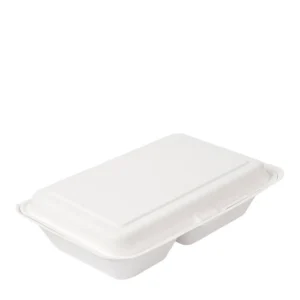 Produto sustentável caixa em bagaço branca 94cl da Copopalhinhas para catering e take-away