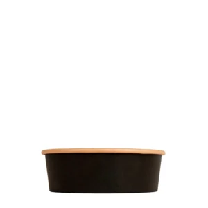 Detalhe da saladeira kraft preta 500ml Copopalhinhas feito com materiais amigos do ambiente