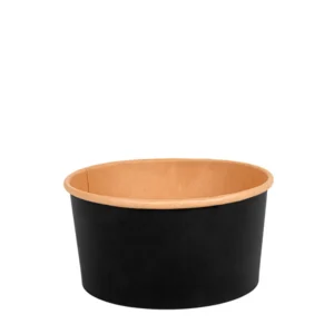 Detalhe da saladeira kraft preta 1L Copopalhinhas feito com materiais amigos do ambiente