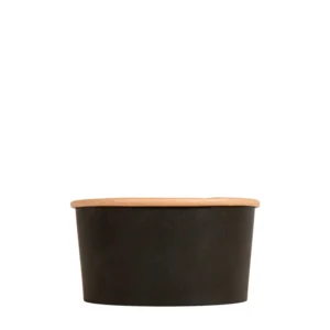 Detalhe da saladeira kraft preta 1L Copopalhinhas feito com materiais amigos do ambiente