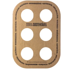Tabuleiro porta-copos em cartão para 6 copos reutilizável e ecológico da Copopalhinhas