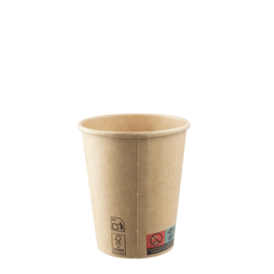 Detalhe do copo de papel kraft 24cl Copopalhinhas feito com materiais amigos do ambiente